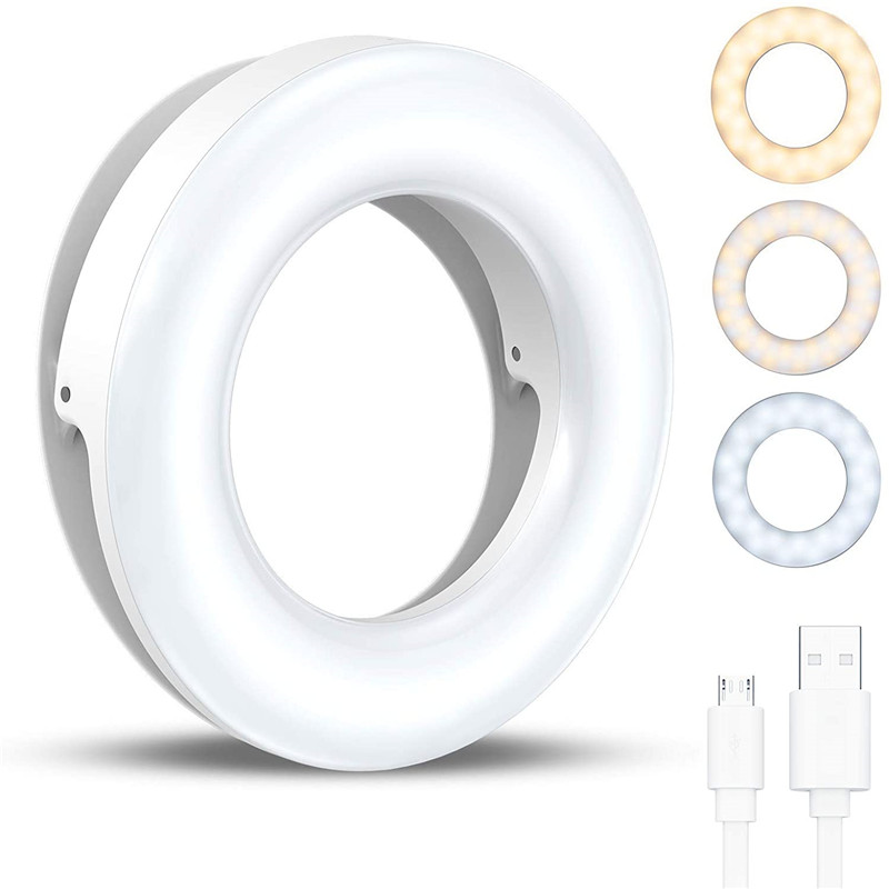 Webcam Ring Light - Tragbare LED-Clip-Ring-Licht 40 LED-Selfie-Lampe 3200 K-6500