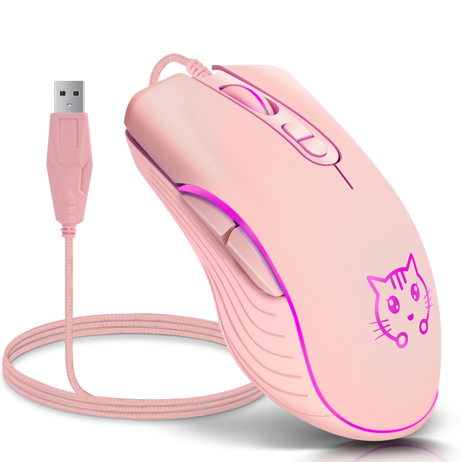 Esports Gaming Maus - USB-Gaming-Maus mit Kabel, rosa, Computer, professionelle