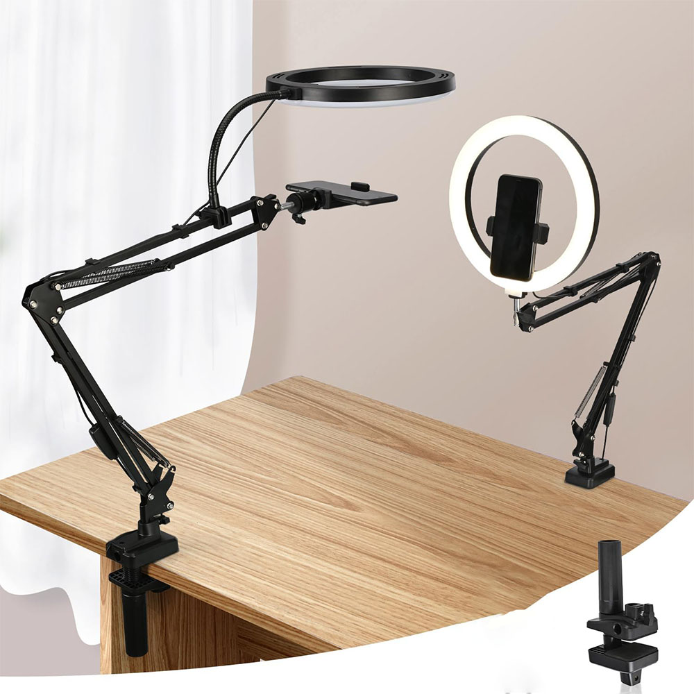 Webcam Ring Light - Ringlicht mit Ständer und Telefonhalter, USB-Ringlicht