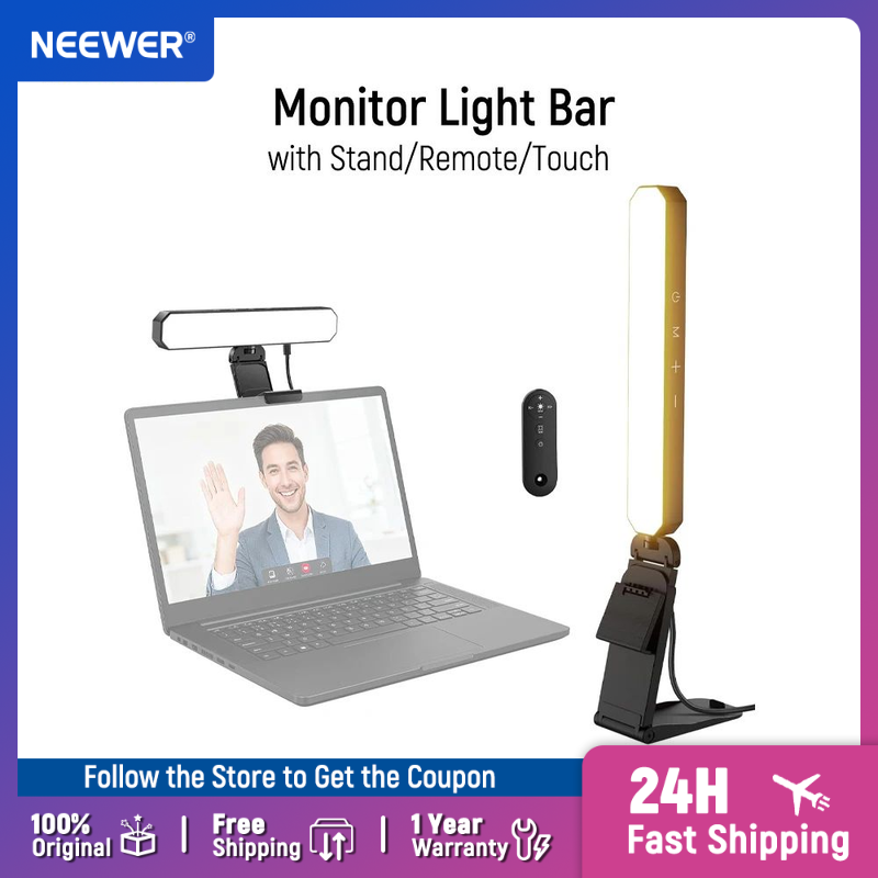 Webcam Ring Light - NEEWER Basics 6-W-Monitorlichtleiste mit Fernbedienung/Touch-Steuerung, zweifarbige